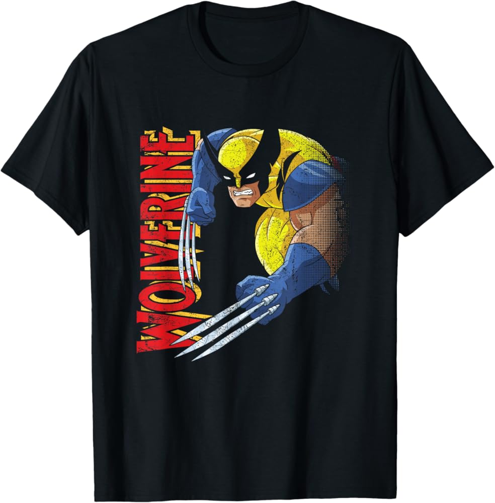 90s marvel Wolverine Tシャツ X-MENアメコミマーベル Marvel X-men Apocalypse 90's Wolverine Mens Adult T-Shirt, Black
